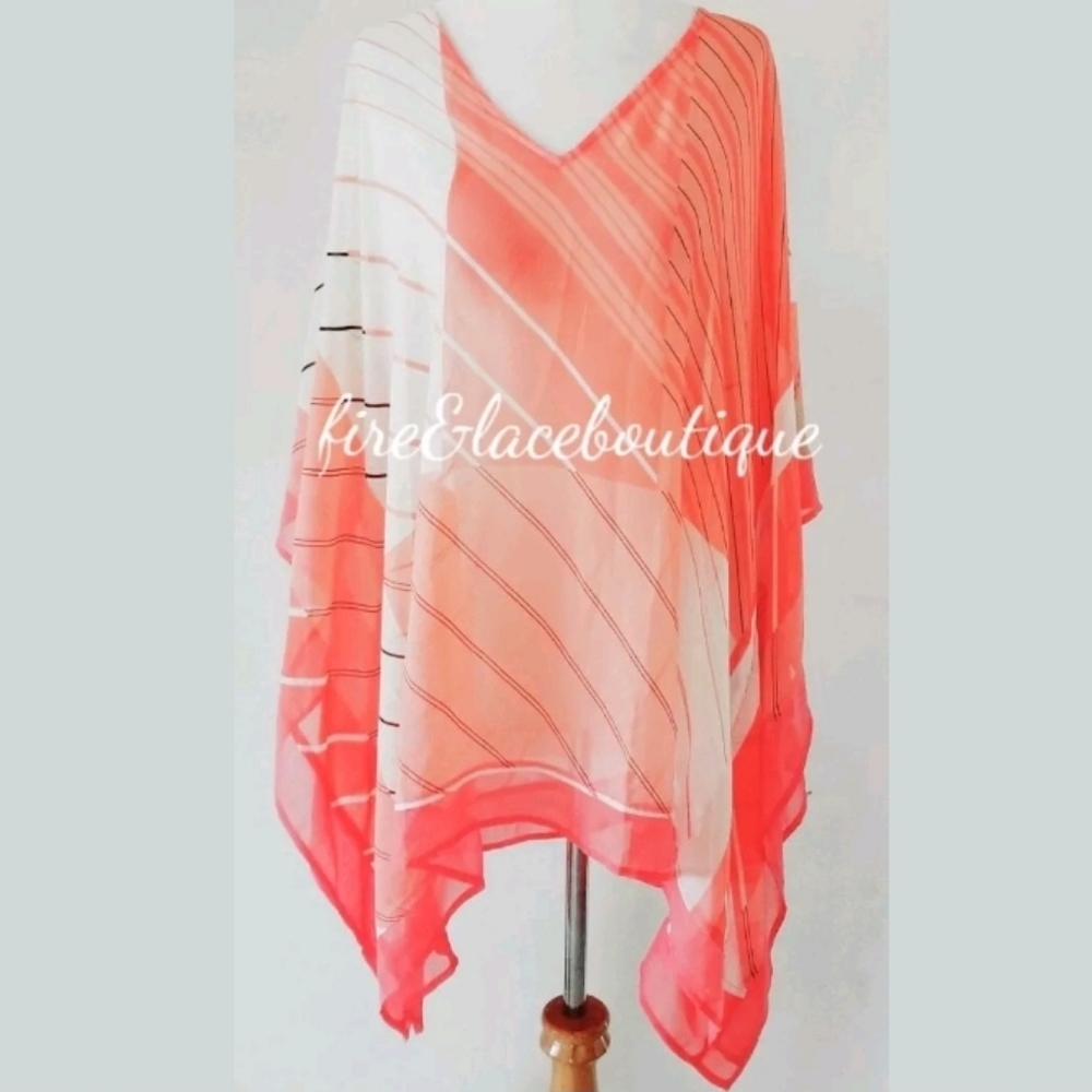 LANE BRYANT ORANGE SORBET KAFTAN TOP SZ 2X 18 20
